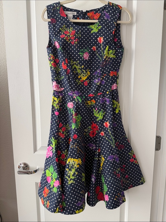 Oscar de la Renta Dresses & Skirts - NWOT Oscar de la Renta Navy Floral Polka Dot Fit & Flare Dress
